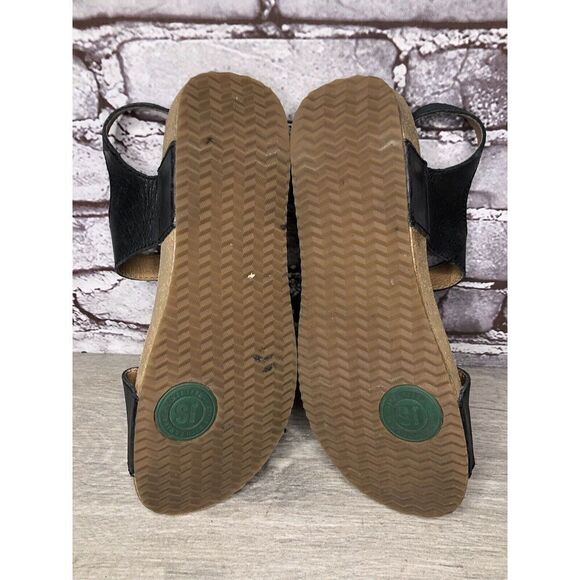 Josef Seibel Black Leather Cork Ankle Strap Wedge Sandals Women Sz 39EU/8.5M US - Picture 6 of 16